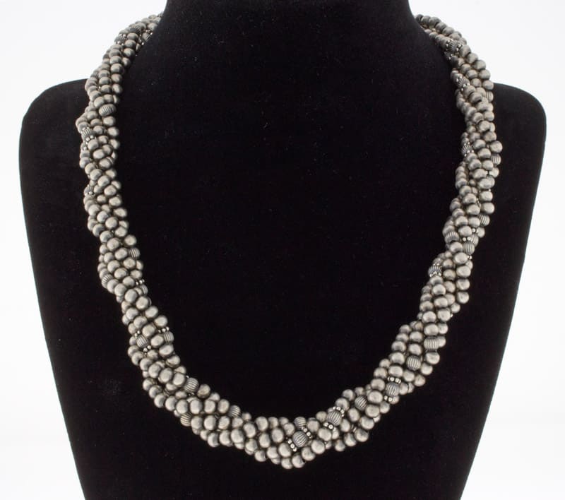 5-Strand Braided Sterling Silver Bead Necklace