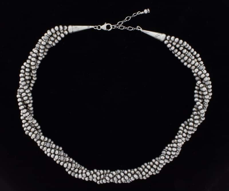 5-Strand Braided Sterling Silver Bead Necklace