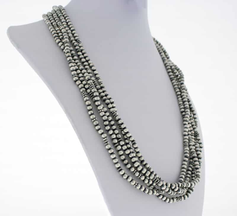 5-Strand Sterling Silver Bead Necklace