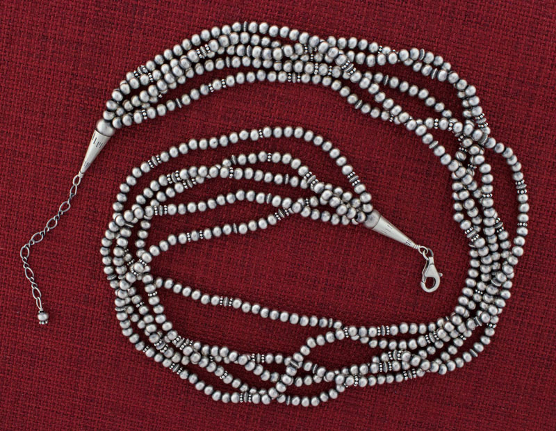 5-Strand Sterling Silver Bead Necklace