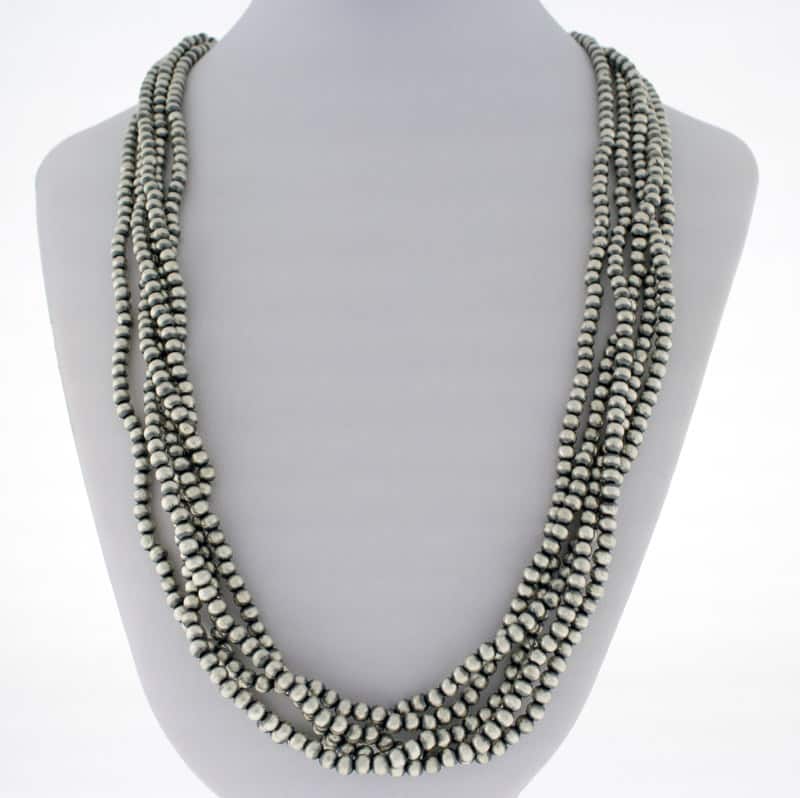 5-Strand Sterling Silver Bead Necklace