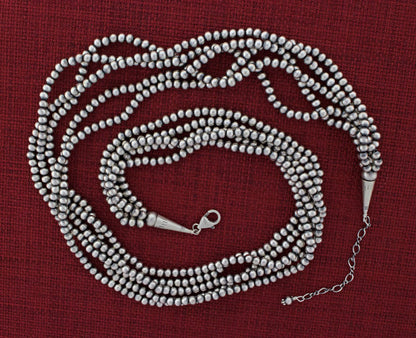 5-Strand Sterling Silver Bead Necklace