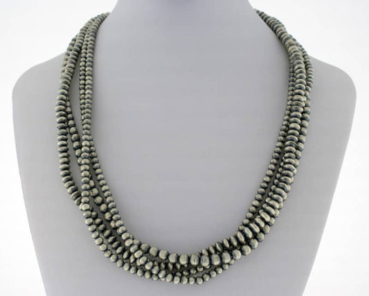 Handmade 4-Strand Sterling Silver Bead Necklace