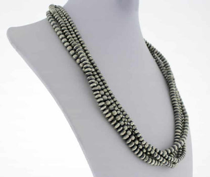 Handmade 4-Strand Sterling Silver Bead Necklace