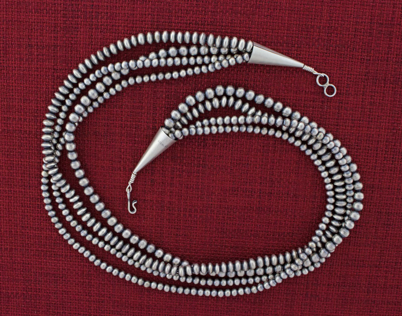 Handmade 4-Strand Sterling Silver Bead Necklace