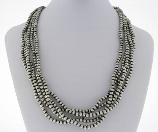 5-Strand Sterling Silver Bead Necklace