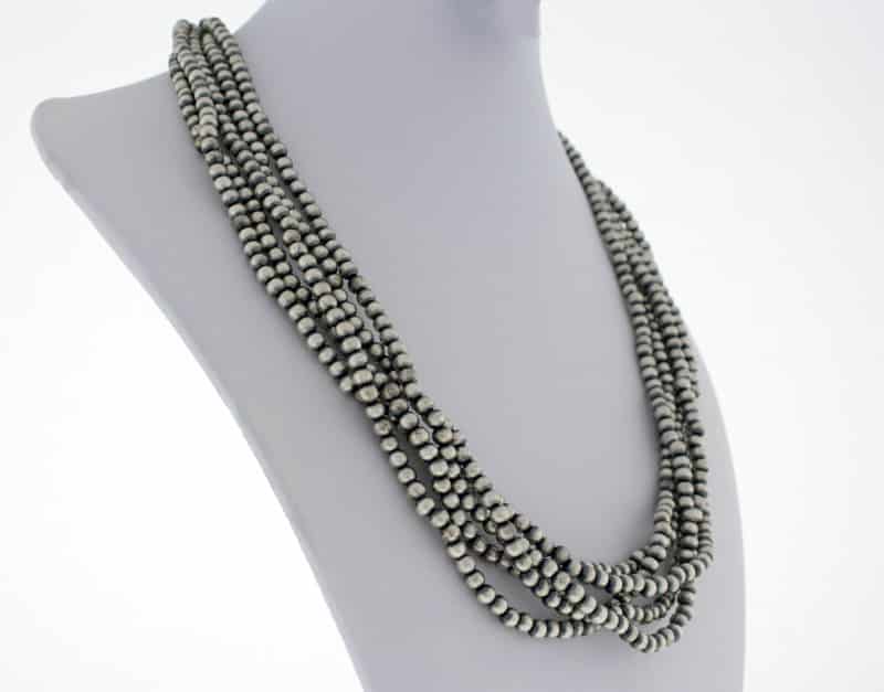 5-Strand Sterling Silver Bead Necklace