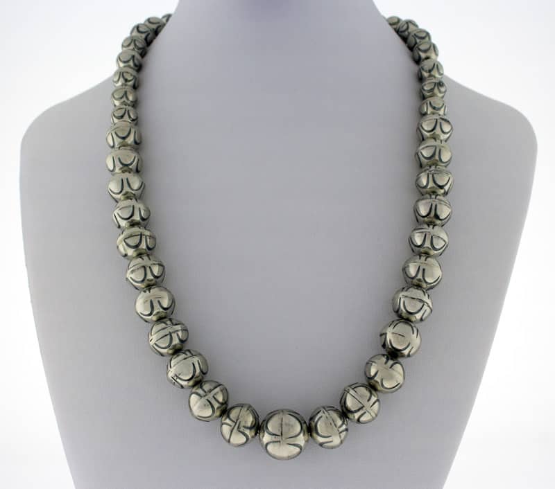 Handmade Graduated Sterling Silver Bead Necklace