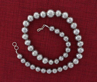 Handmade Graduated Sterling Silver Bead Necklace