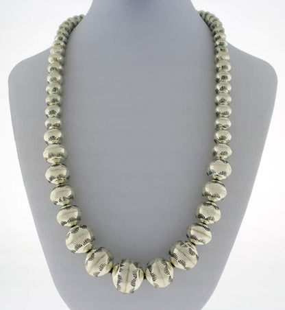 Handmade Graduated Sterling Silver Bead Necklace