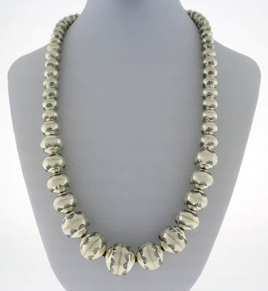 Handmade Graduated Sterling Silver Bead Necklace