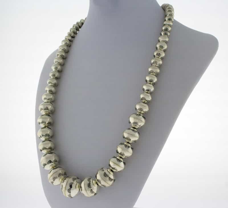 Handmade Graduated Sterling Silver Bead Necklace