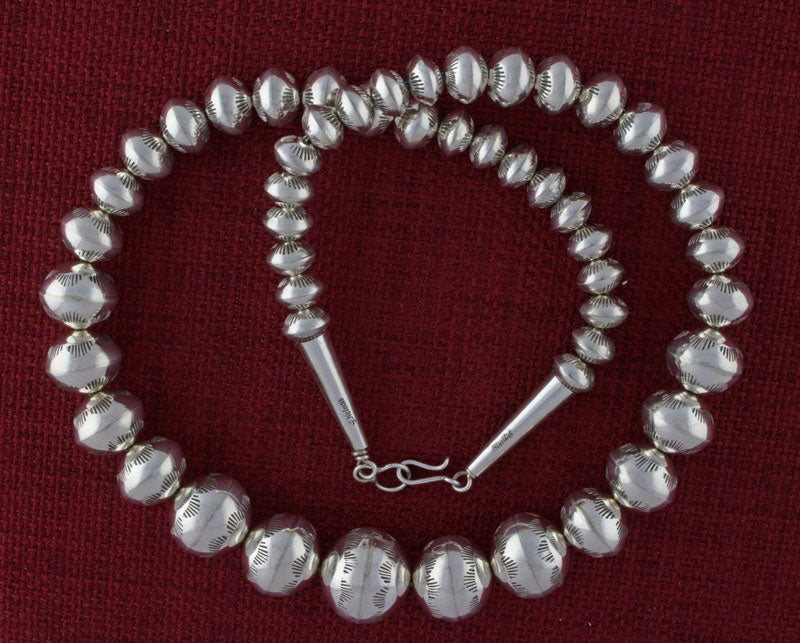 Handmade Graduated Sterling Silver Bead Necklace