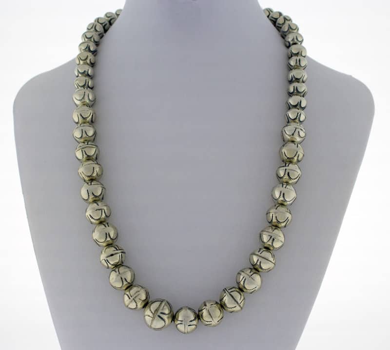 Handmade Graduated Sterling Silver Bead Necklace