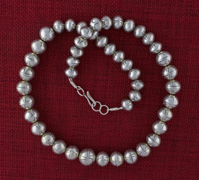 Handmade Graduated Sterling Silver Bead Necklace