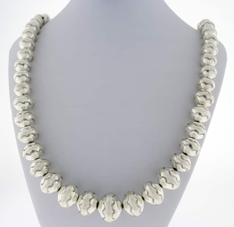 Handmade Graduated Sterling Silver Bead Necklace