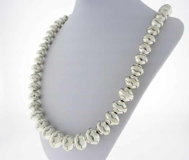 Handmade Graduated Sterling Silver Bead Necklace