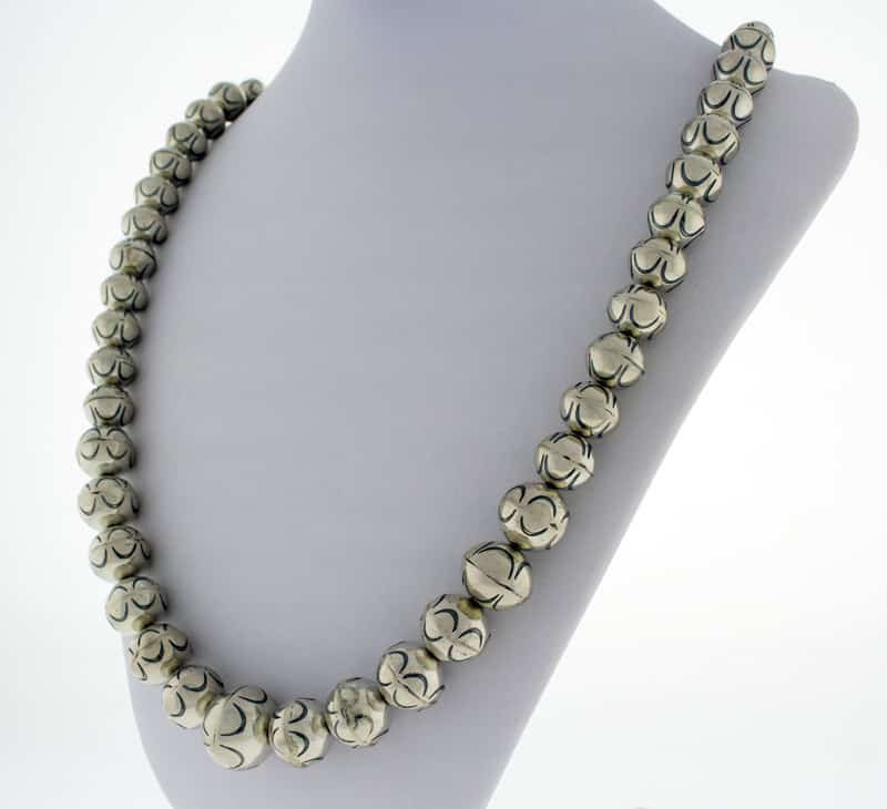 Handmade Graduated Sterling Silver Bead Necklace