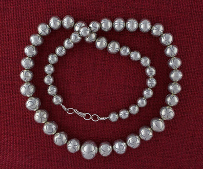 Handmade Graduated Sterling Silver Bead Necklace