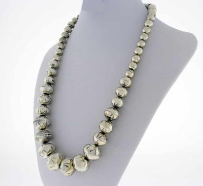 Handmade Graduated Sterling Silver Bead Necklace