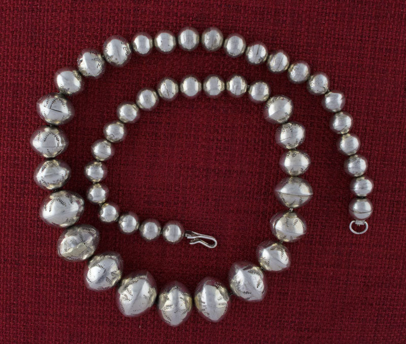 Handmade Graduated Sterling Silver Bead Necklace