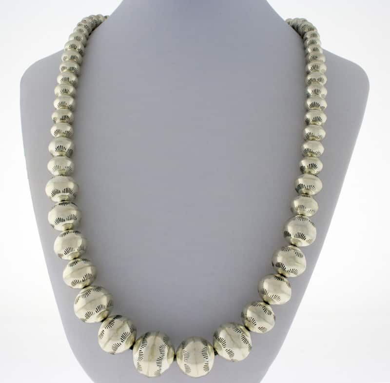 Handmade Graduated Sterling Silver Bead Necklace