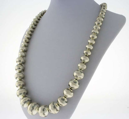 Handmade Graduated Sterling Silver Bead Necklace