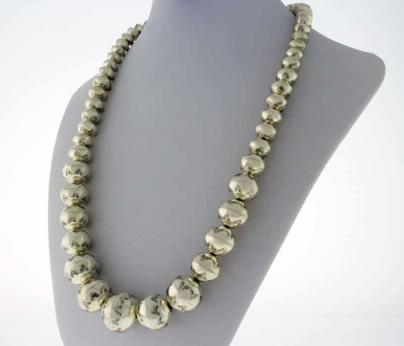 Handmade Graduated Sterling Silver Bead Necklace