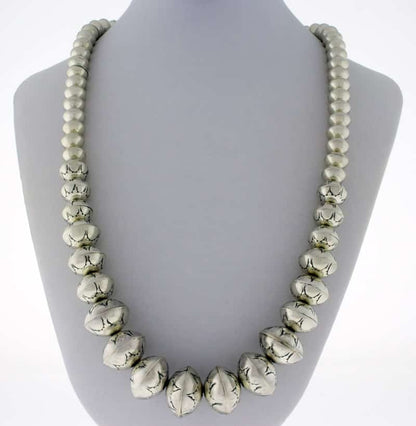 Handmade Graduated Sterling Silver Bead Necklace