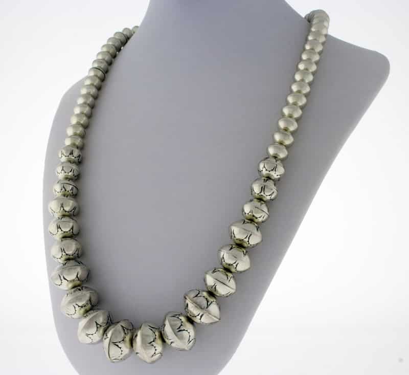 Handmade Graduated Sterling Silver Bead Necklace