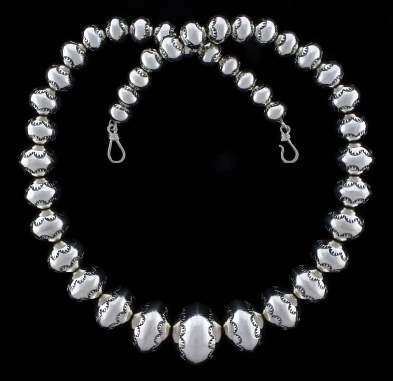 Handmade Graduated Sterling Silver Bead Necklace