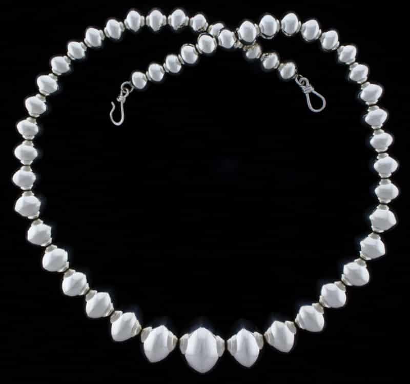 Handmade Graduated Sterling Silver Bead Necklace