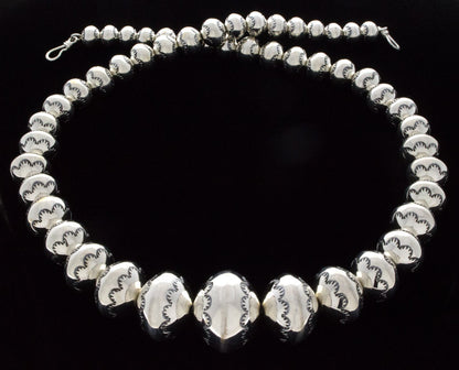 Handmade Graduated Sterling Silver Bead Necklace