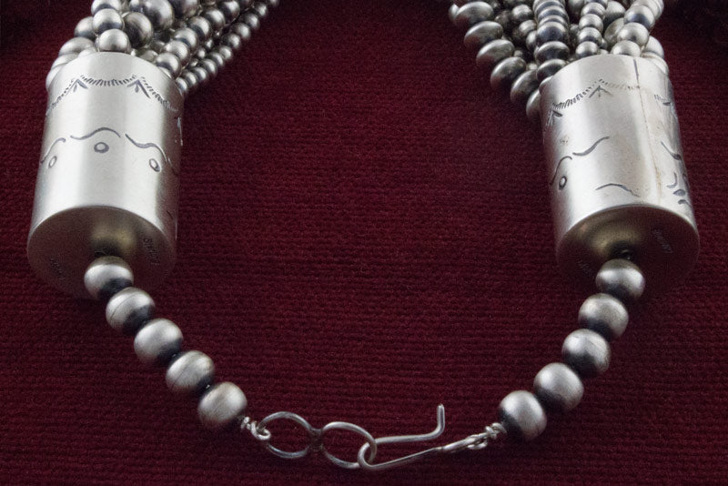 Handmade 10-Strand Sterling Silver Bead Necklace