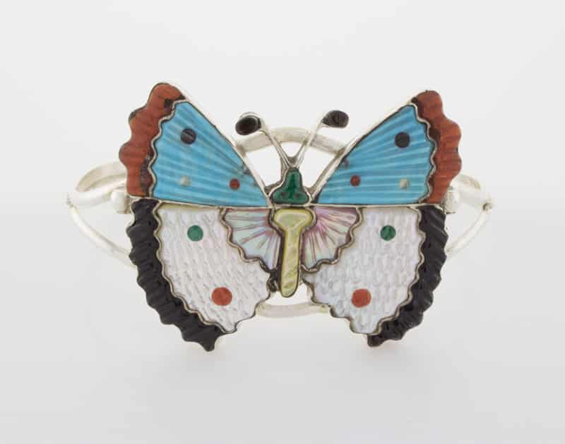 Multi-Stone Inlay Butterfly Bracelet And Matching Ring Set