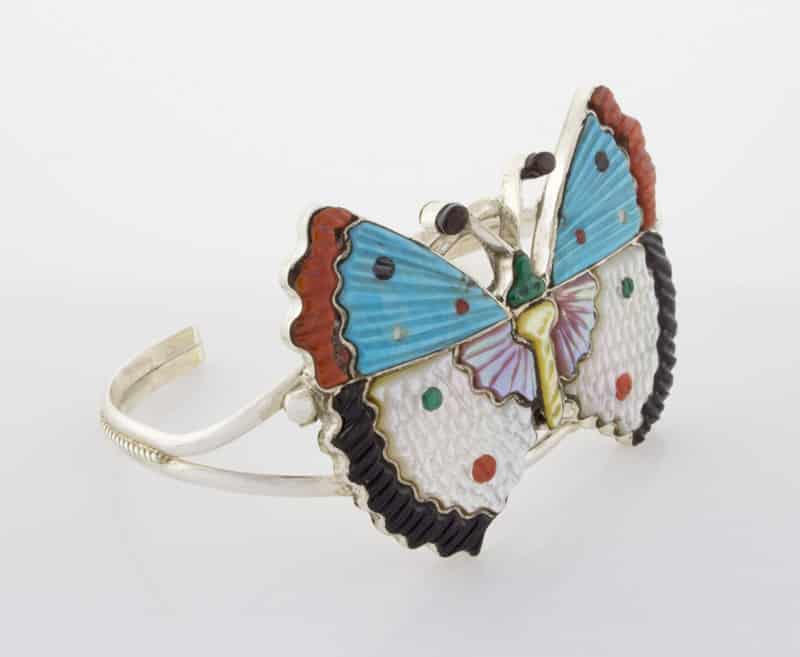 Multi-Stone Inlay Butterfly Bracelet And Matching Ring Set