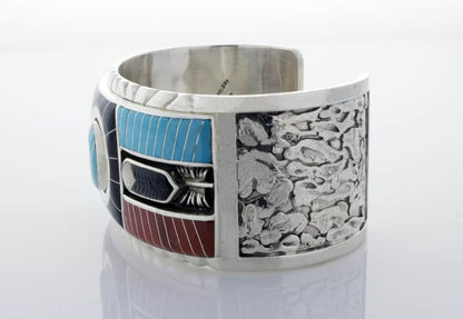 Multi-Stone Inlay-Armband mit 2 rotierenden Gottesaugen-Scheiben