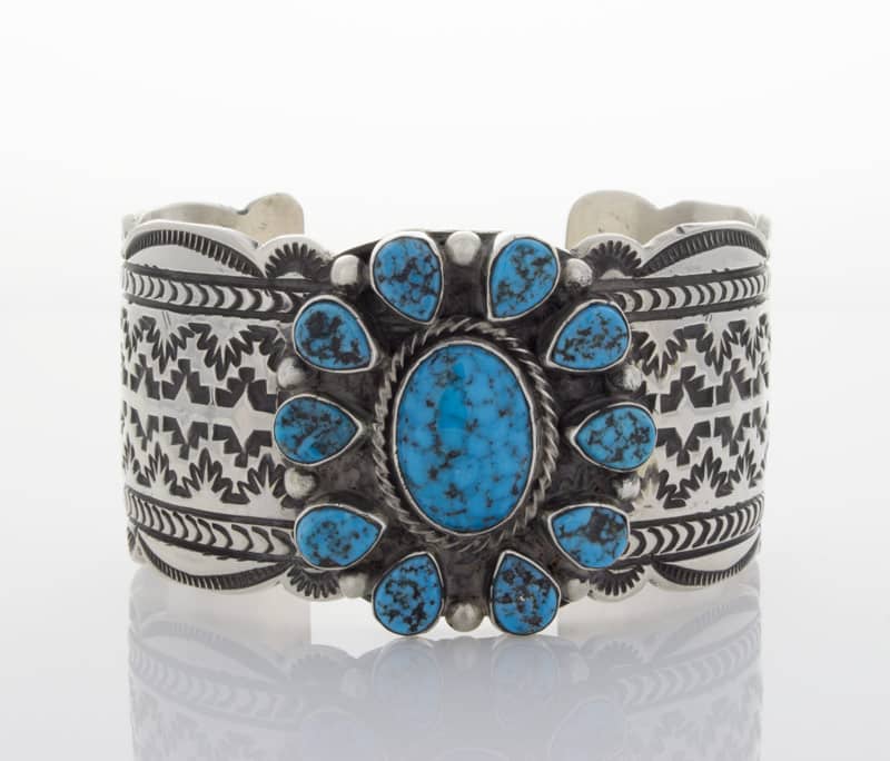 Bracelet en cluster de turquoise Kingman naturelle