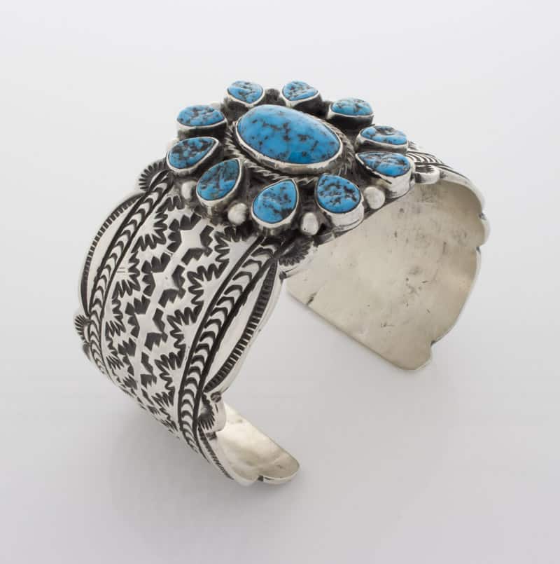 Bracelet en cluster de turquoise Kingman naturelle