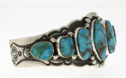 Natural Kingman Turquoise 7-Stone Row Bracelet