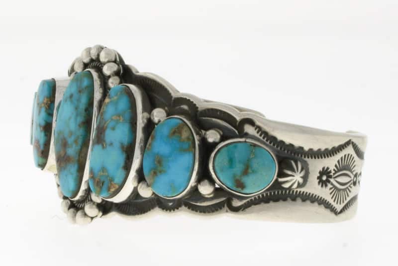 Natural Kingman Turquoise 7-Stone Row Bracelet