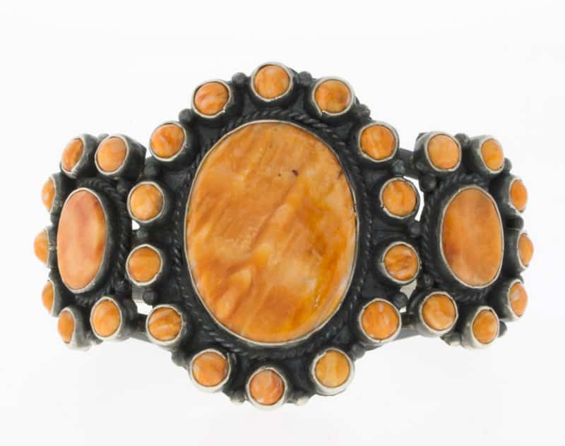 Orange Spiny Oyster Cluster Bracelet