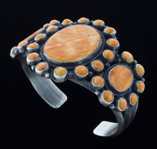 Orange Spiny Oyster Cluster Bracelet