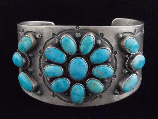 Bracelet en cluster de turquoise Kingman naturelle