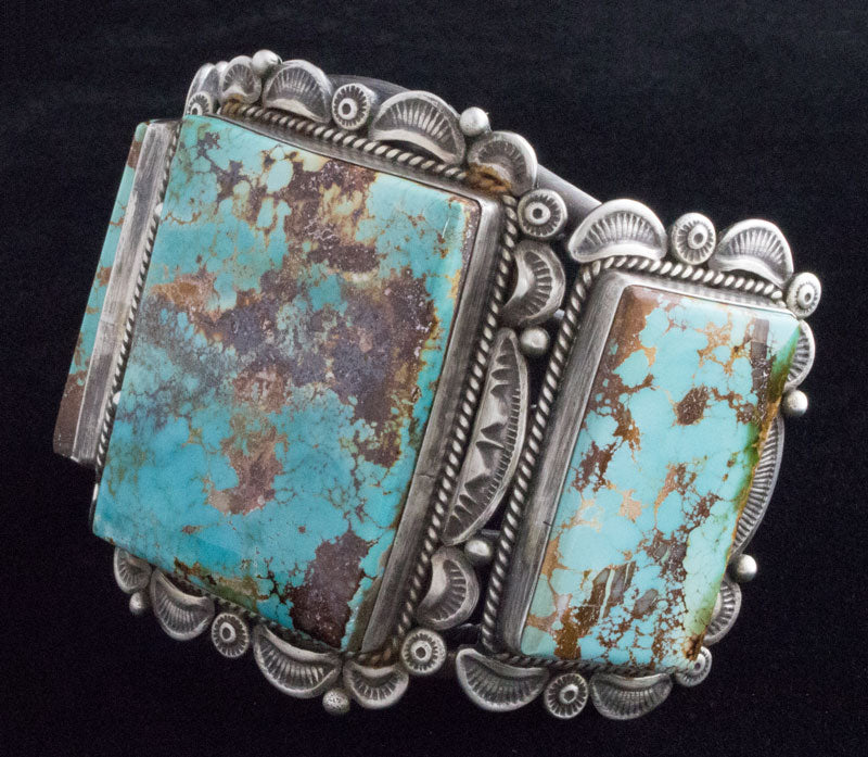 High Grade Natural Royston Turquoise 3-Stone Row Bracelet