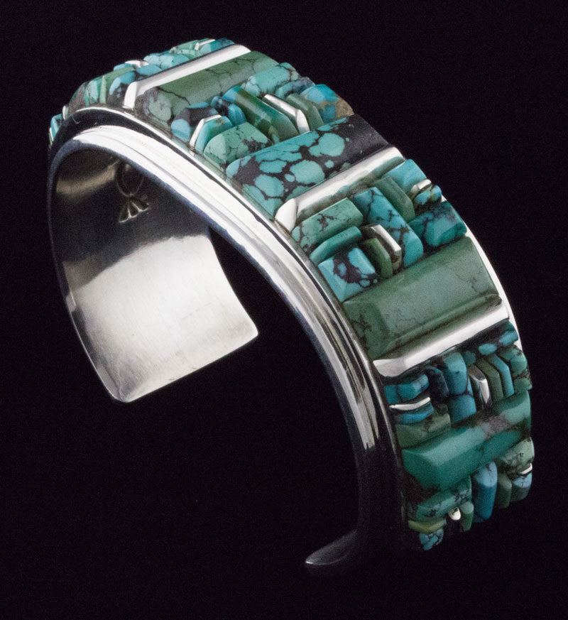 Bracelet en inlay de pavé surélevé en turquoise naturelle