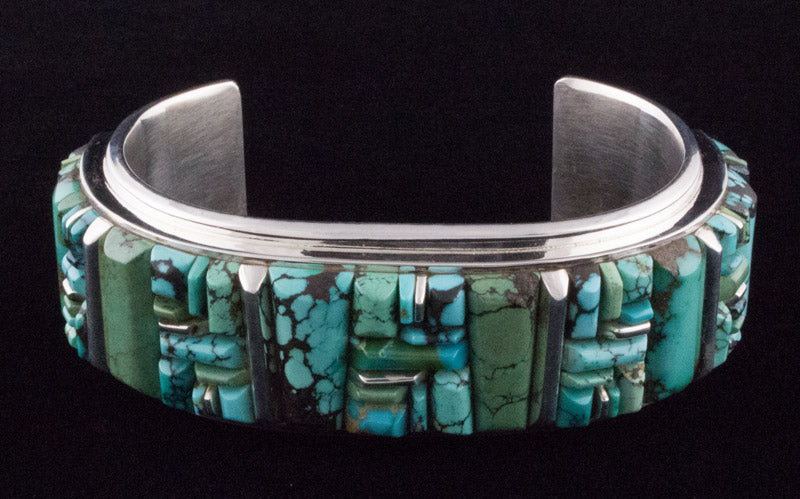 Bracelet en inlay de pavé surélevé en turquoise naturelle