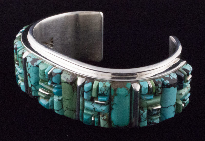 Bracelet en inlay de pavé surélevé en turquoise naturelle