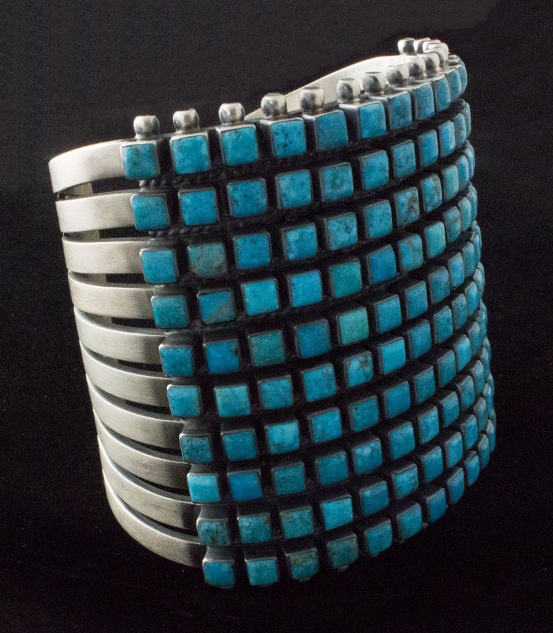 Kingman Turquoise 10-Reihen Statement-Armband