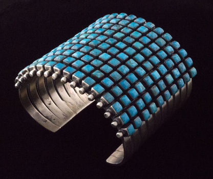 Kingman Turquoise 10-Reihen Statement-Armband